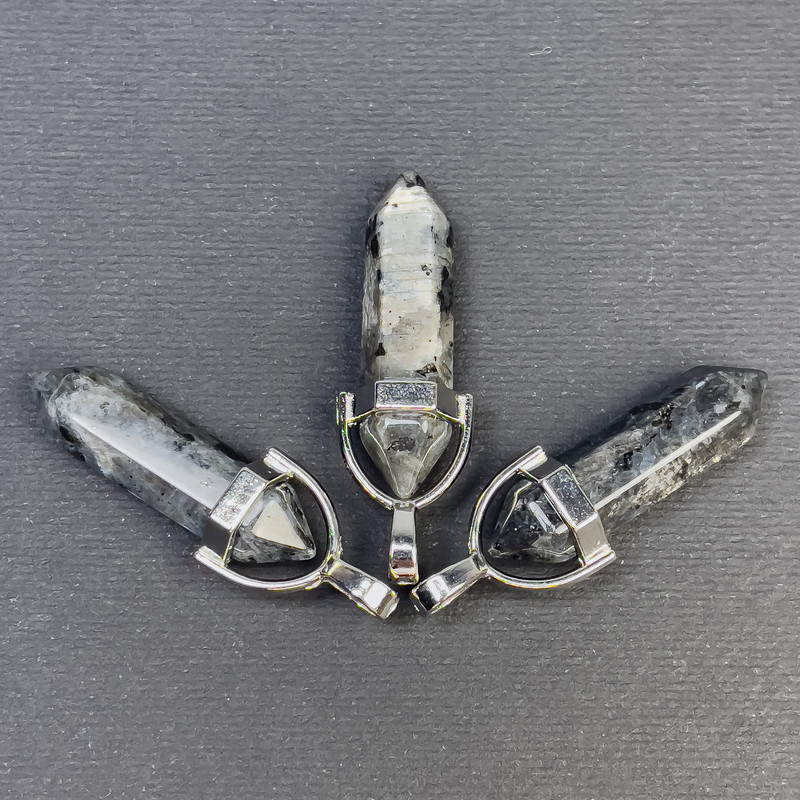 Labradorite (Lavrikite) Pendant, Hexagon Crystal Sphere 8x31x41mm+