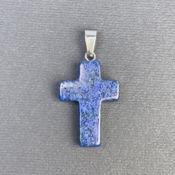 Cross Pendant with Turquoise-Toned Stone 25x18x36mm