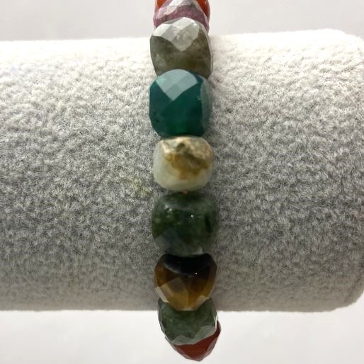 Bracelet Assorted Bejeweled Cube, diameter 9x9mm±, length 18mm±, stretch