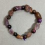 Bracelet Amethyst and Cat's Eye Natural Stone Tumbled 15×10mm+-Cat's Eye Bead 8mm+-, length 18cm Stretch