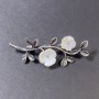 Brooch Pendant Mother-of-Pearl Flower Silver-tone Metal 52x20mm+