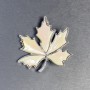 Brooch-Pendant Mother of Pearl Leaf Silver-tone Metal 45mm+