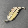 Brooch pendant Mother of Pearl silver metal 51x17mm+