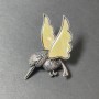 Brooch Pendant Mother of Pearl Hummingbird Silvered Metal 48x30mm+