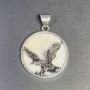 Pendant Mother of Pearl Eagle Silver-tone Metal, 32mm diameter+