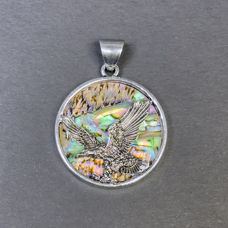 Pendant Ha-liotis Eagle silver metal, diameter 32mm+