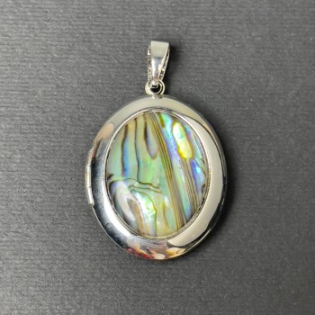 Abalone Opal Pendant Oval Silver Metal 32x25mm+- for storage of photo