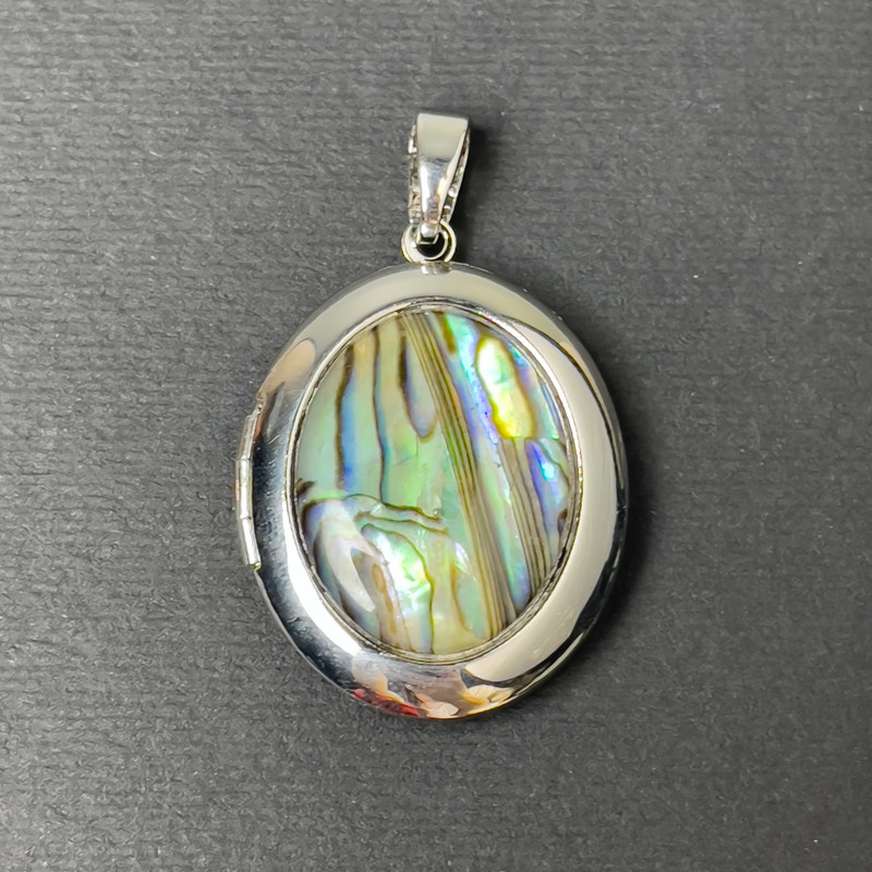 Abalone Opal Pendant Oval Silver Metal 32x25mm+- for storage of photo