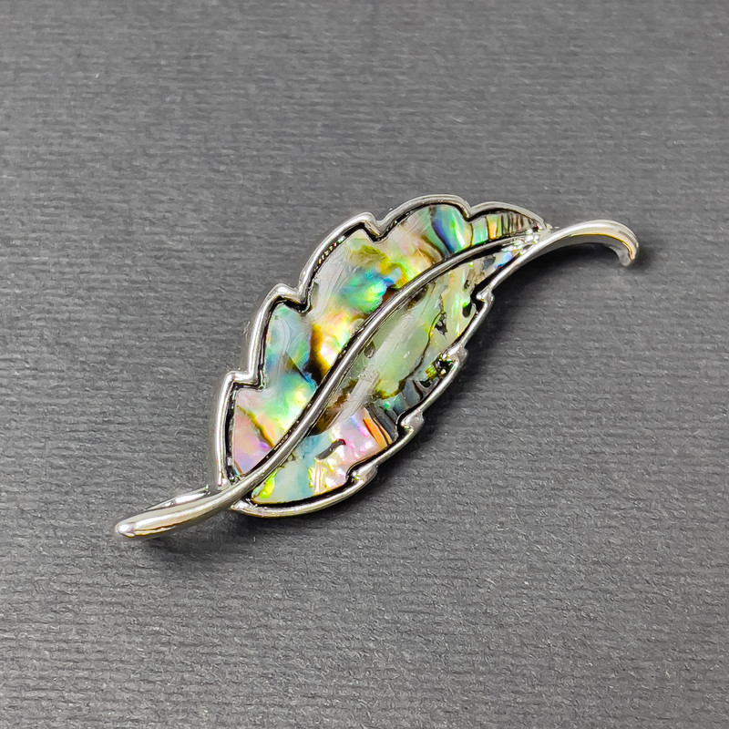 Brooch Pendant Halotite Silver Metal 51x17mm+