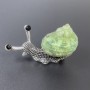 Brooch-pendant Snail green color silver metal 53x26mm+- black rhinestones