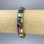 Hematite Bracelet Rainbow Colour Square Shape, diameter 10x10mm ±, length 18cm ± Stretch