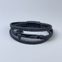 Men's bracelet in black eco-leather with metal inserts, 10-22mm thickness ±, length 22cm ± black metal clasp