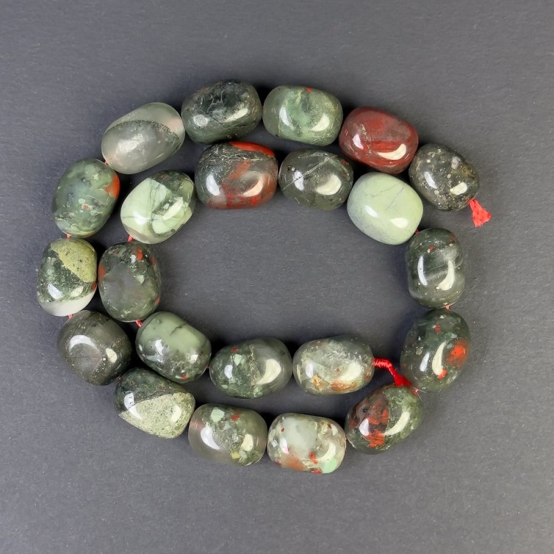 Heliotropes Beads Sea-Galutivka 19×14 mm on Thread, Length 38 cm+