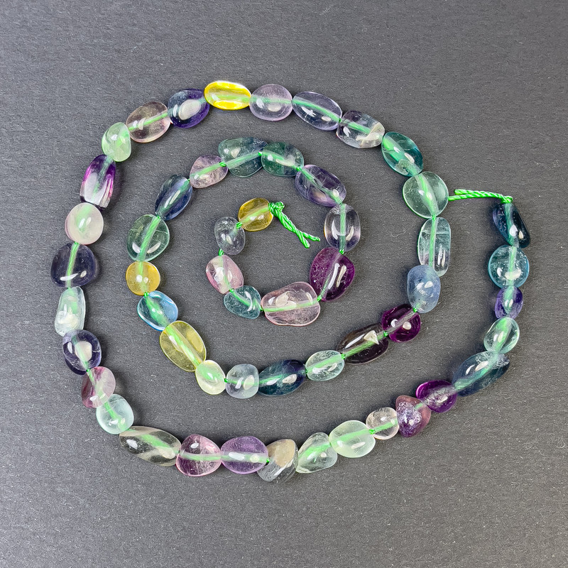 Fluorite Faceted Beads 7×6mm on a thread, length 42cm+