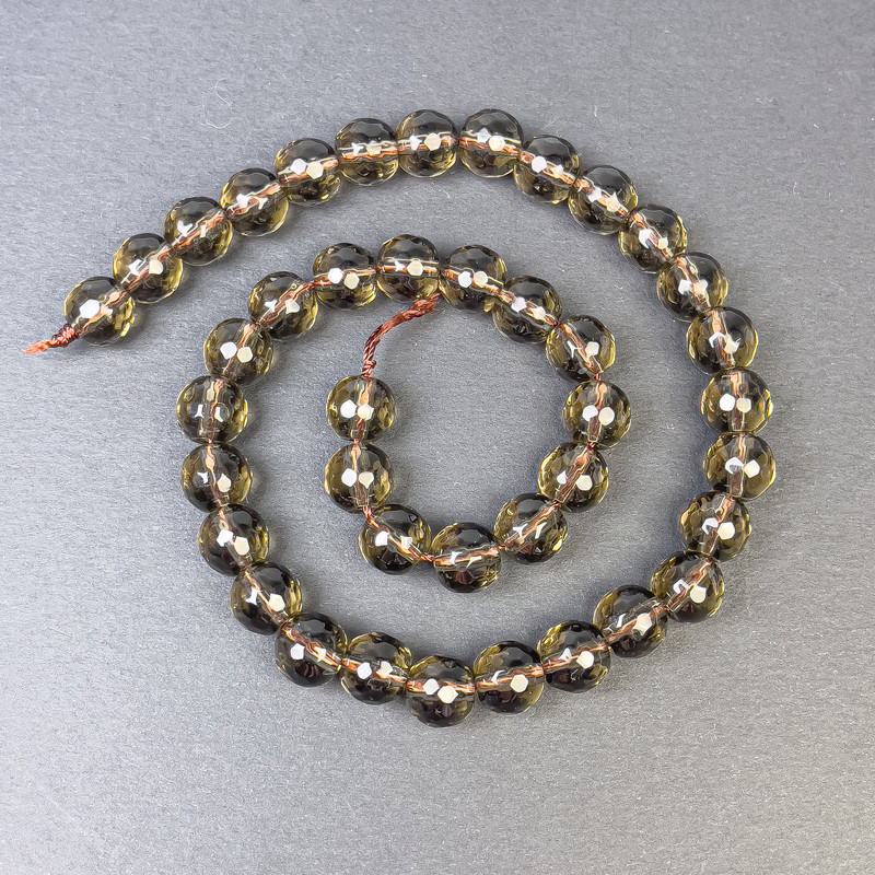 Smoky Topaz Faceted Beads 10mm on Thread, 37cm+ Length