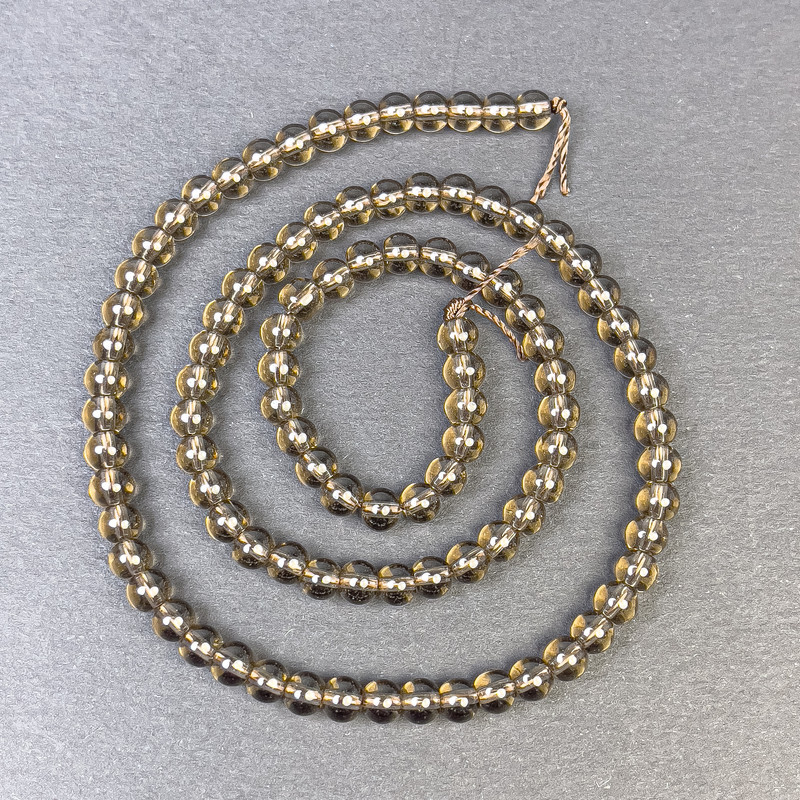 Smoky Quartz Beads, smooth ball 4.5mm+- on a string, length 37cm+