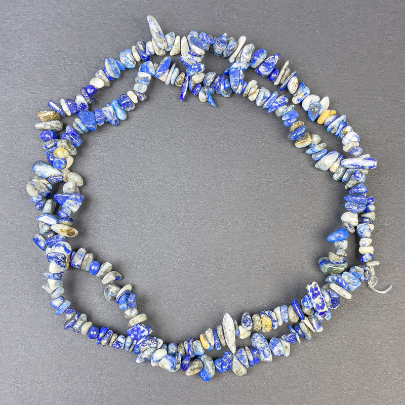 Lapis Lazuli Beads 7–11x3mm on Thread, 80 cm length