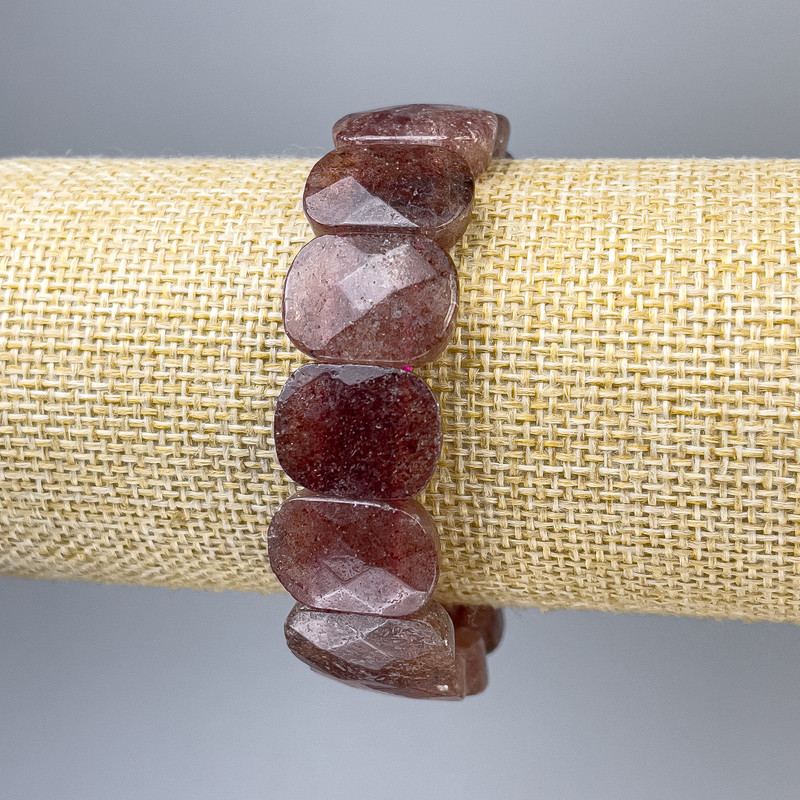 Bracelet Strawberry Quartz Link, diameter 18x14mm±, length 18cm± stretch