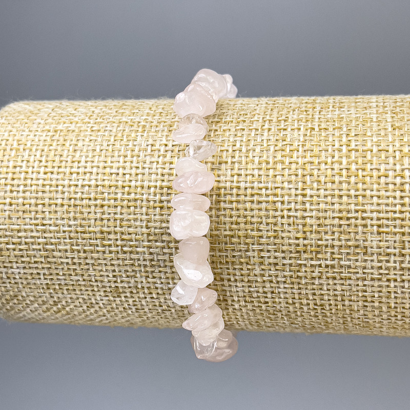 Pink Rose Quartz Chip Bracelet, 8-10×4mm, stretchy, 18cm length