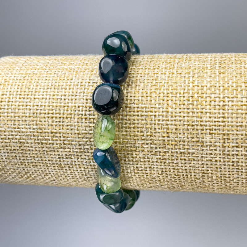 Agate Bracelet, tumbled, diameter 10x9mm+-, length 18cm+- stretch