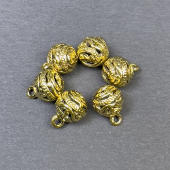 Finding Pendant in metallic gold colour, Ø 8x11mm± packaging 6pcs