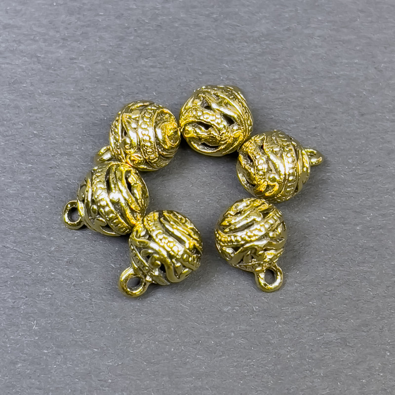 Finding Pendant in metallic gold colour, Ø 8x11mm± packaging 6pcs