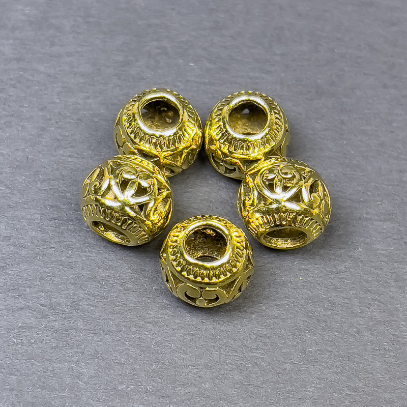 Findings spacer bead, metal colour gold, diameter 9x11mm+/- hole diameter 5mm+/- pack of 5pcs