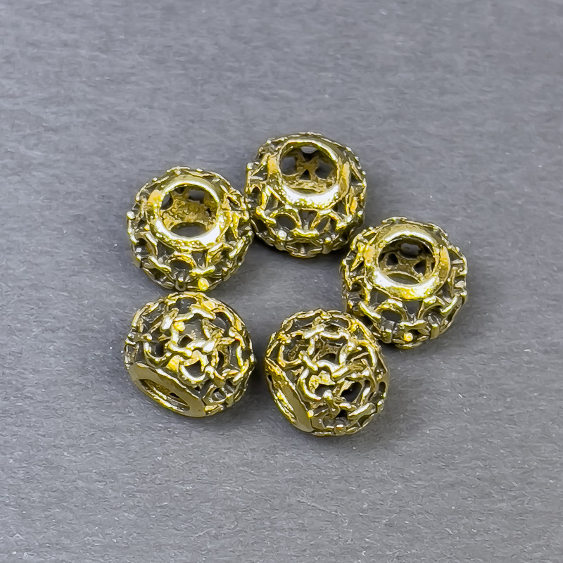 Findings spacer bead, metal colour gold, diameter 6.5x8mm+/- hole diameter 4.5mm+/- pack of 5pcs