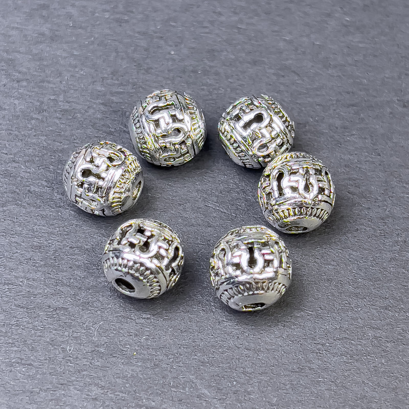 Findings spacer bead, metal colour silver, diameter 8x8mm+/- hole diameter 2mm+/- pack of 6pcs