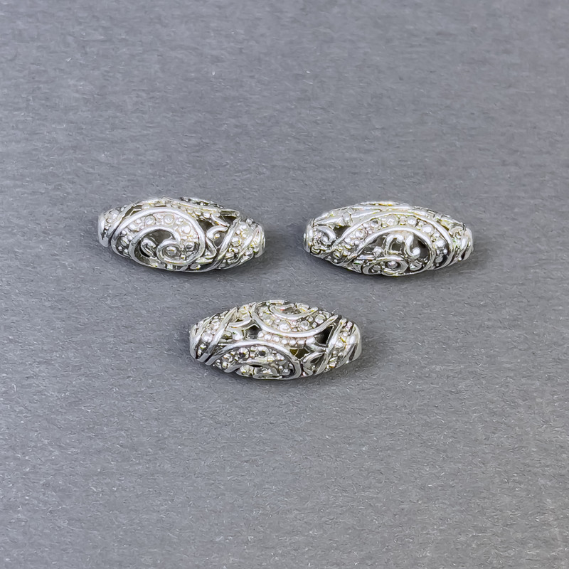 Bead Finding Inlay Bead, metal colour Silver, diameter 18×8mm± hole, diameter 2mm± packaging 3 pcs