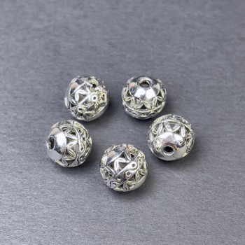 Bead bead plug colour of metal silver, diameter 10x10, 5mm+- hole, diameter 2mm+- packaging 5 pcs