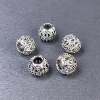 Bead Bail Silver-Tone Finish, Rondelle Insert, 9×10.5 mm, hole approx 5 mm, packaging 5 pcs