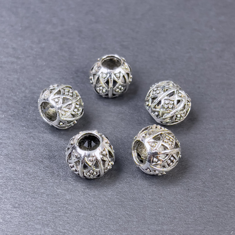 Bead Bail Silver-Tone Finish, Rondelle Insert, 9×10.5 mm, hole approx 5 mm, packaging 5 pcs