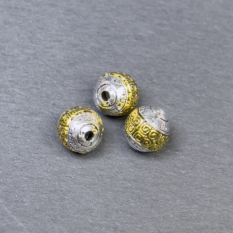 Bead Findings Bead Inlay in Metal Colour Silver and Gold, Ø 8x8mm ± hole Ø 1.5mm ± packaging 3pcs
