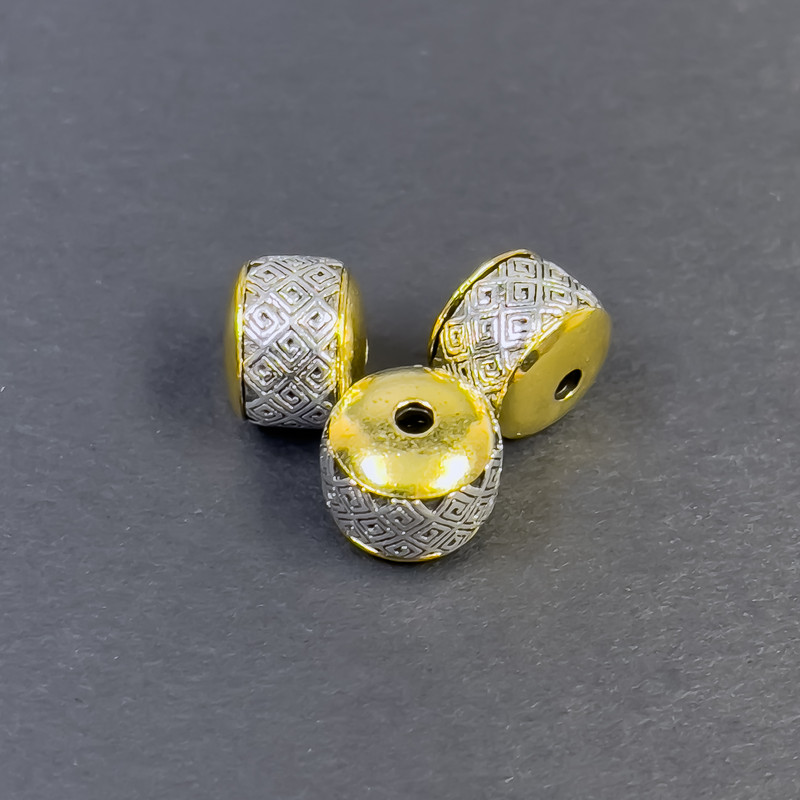 Bead Insertion Component in Silver-Gold Tone, 8x10mm +/- hole 2mm +/- packaging 3pcs