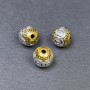 Bead Insert Fittings in Silver and Gold Tone, 10x10mm diameter with 2mm hole, pack of 3