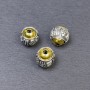 Bead findings insert, metal colour silver and gold, diameter 10x9.5 mm, ± hole 2 mm, pack of 3