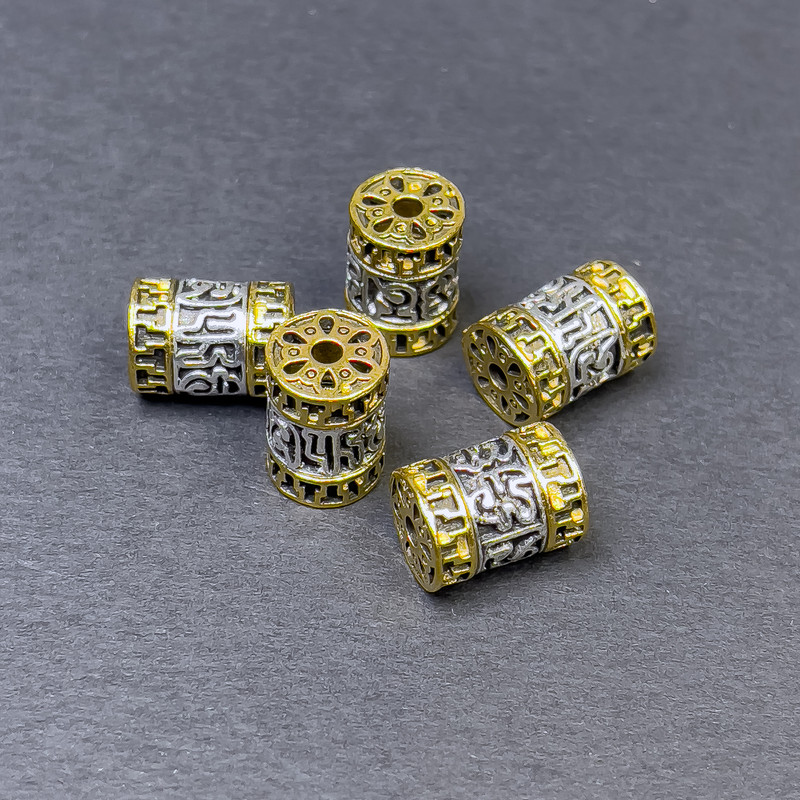 Bead Findings – bead insert, metal colour silver and gold, diameter 12×8.5mm ±, hole diameter 2mm±, price per 1 piece