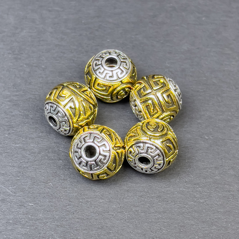 Bead finding insert, metal-colour silver and gold, diameter 11x11mm± hole diameter approx 2.5mm±