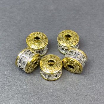 Bead filling connector in silver and gold metal tones, diameter 12×10mm± hole, diameter 4mm± price per 1 piece