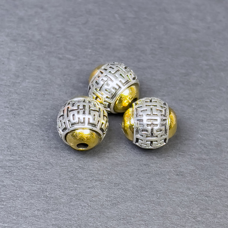 Bead Insertion Findings in Silver and Gold Tones, Ø10×9.5mm, hole ~2mm, packaging 3 pcs