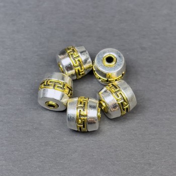 Bead filling finding colour-metal silver and gold tone, diameter 9.5×9.5mm± hole, diameter 2mm± price per 1 pc