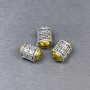 Bead Insertion Findings, metal-colour: silver and gold, diameter 11.5×8 mm ±, hole diameter 2 mm ±, packaging 3 pcs