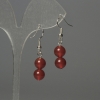 Earrings Carnelian bead 8mm+-, length 35mm+