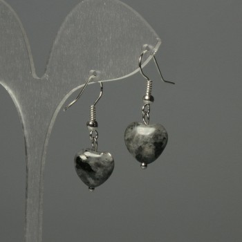 Earrings Labradorite Heart 12mm+-, length 30mm+-