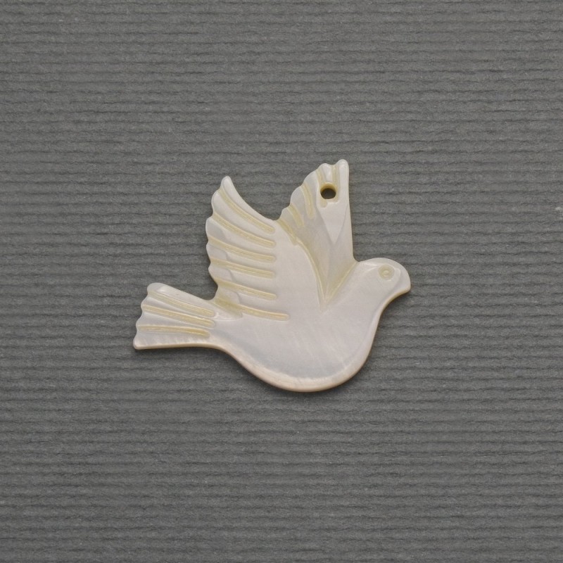 Pendant Charm Dove made from natural mother-of-pearl 19×23mm+