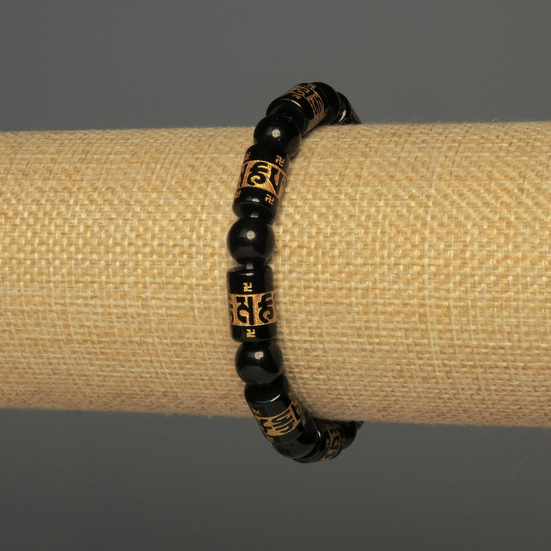 Agate Bracelet (seed) smooth beads, diameter 8mm±, cylindrical inset, 12x8mm±, 18cm± stretch