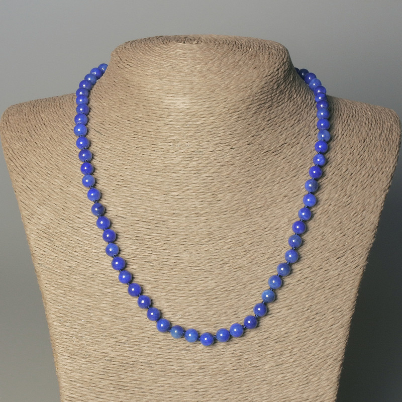 Lapis Lazuli Necklace (piece) smooth bead, diameter 6mm±, length 50mm± with clasp