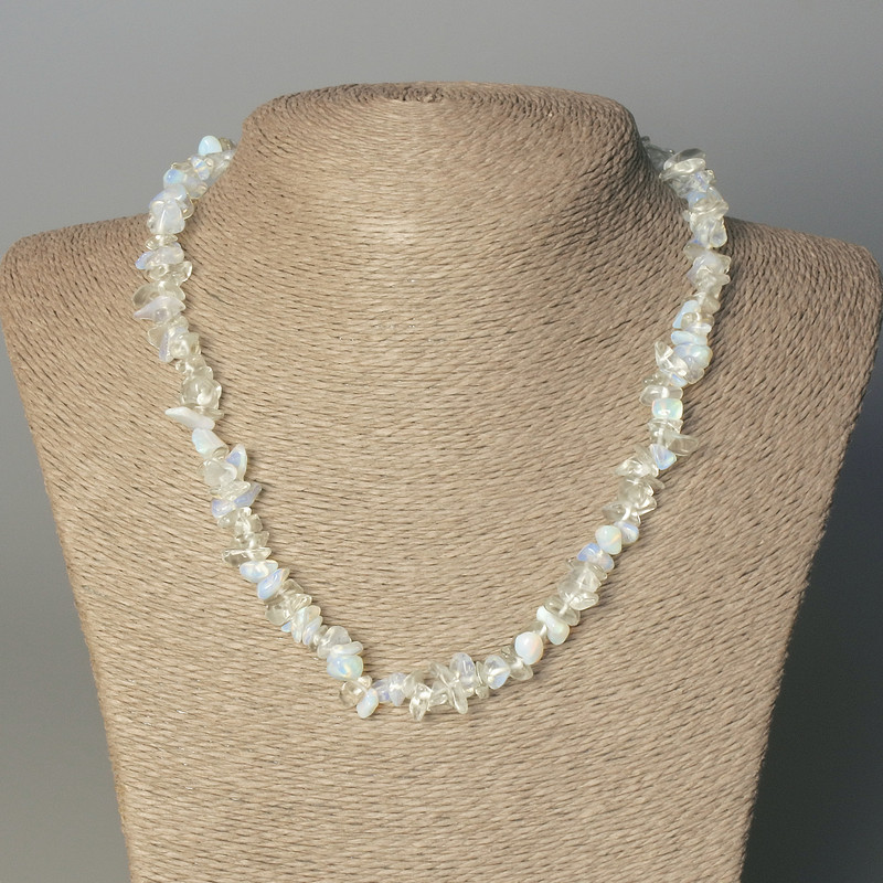 Moonstone Nugget Necklace, 10×5 mm diameter, length 45 mm ± with clasp