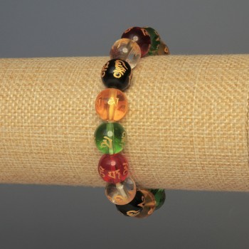 Bracelet Glass smooth beads, diameter 12mm±, 18cm±, stretch